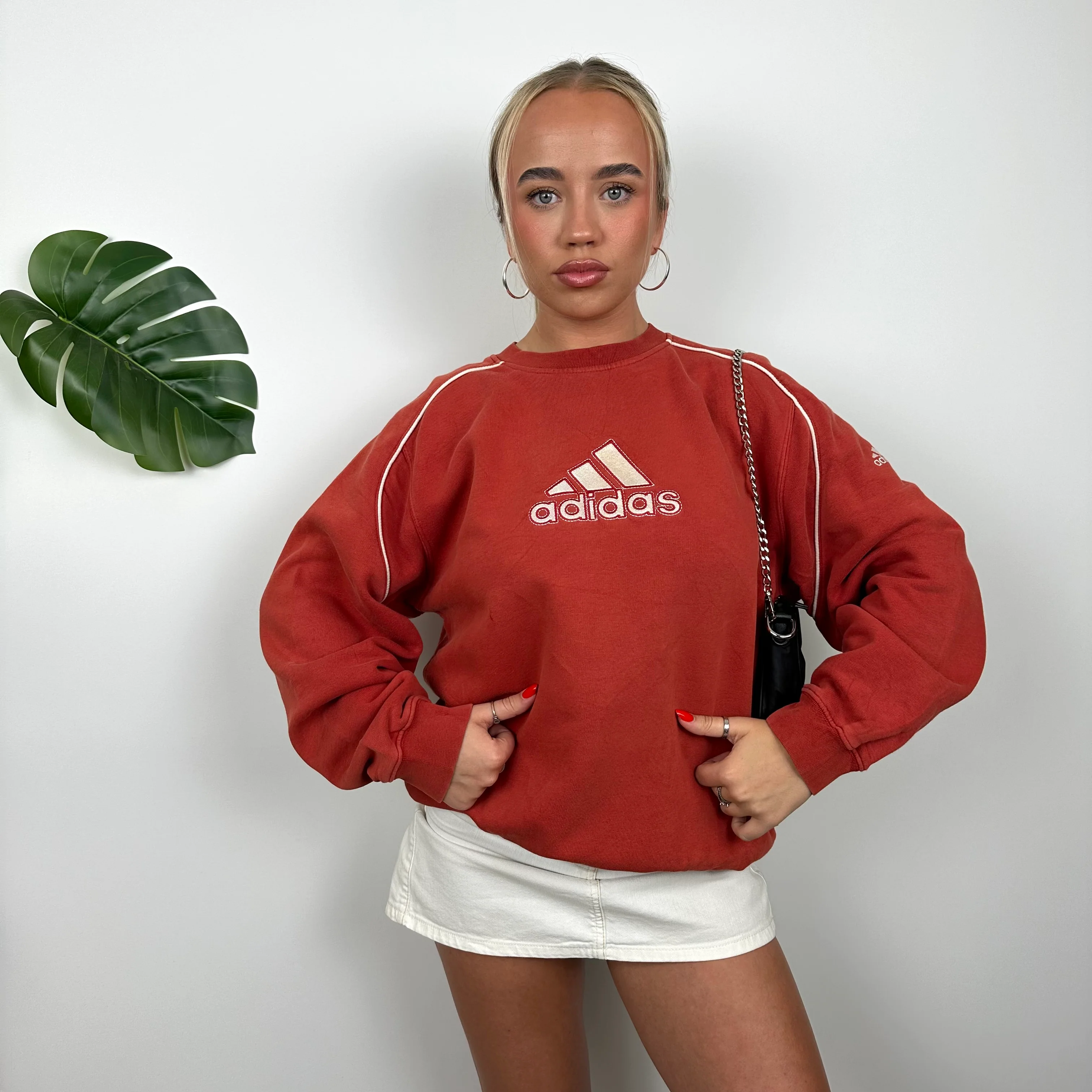 Adidas Red Embroidered Spell Out Sweatshirt (L) - Image 2