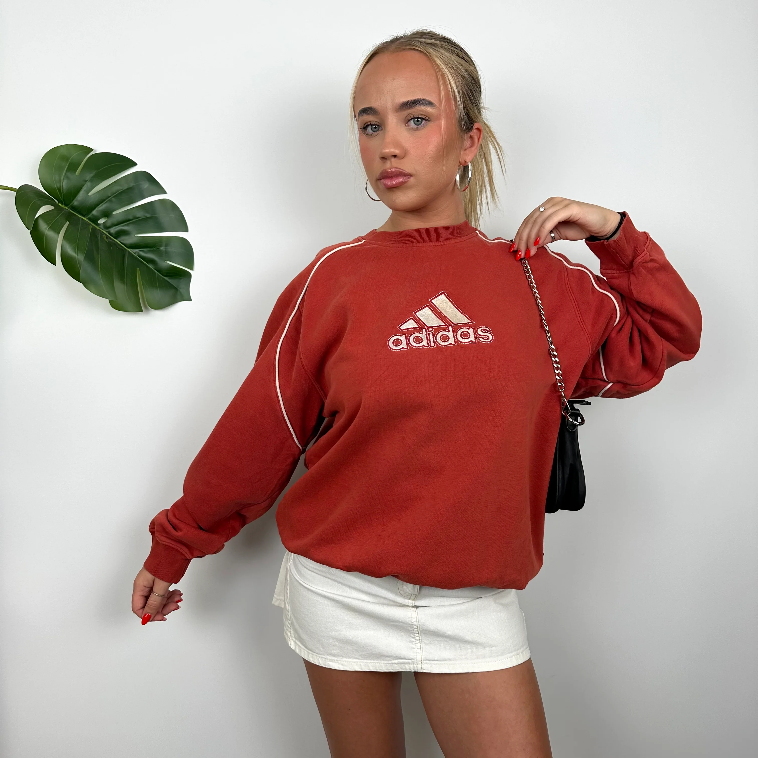 Adidas Red Embroidered Spell Out Sweatshirt (L) - Image 3