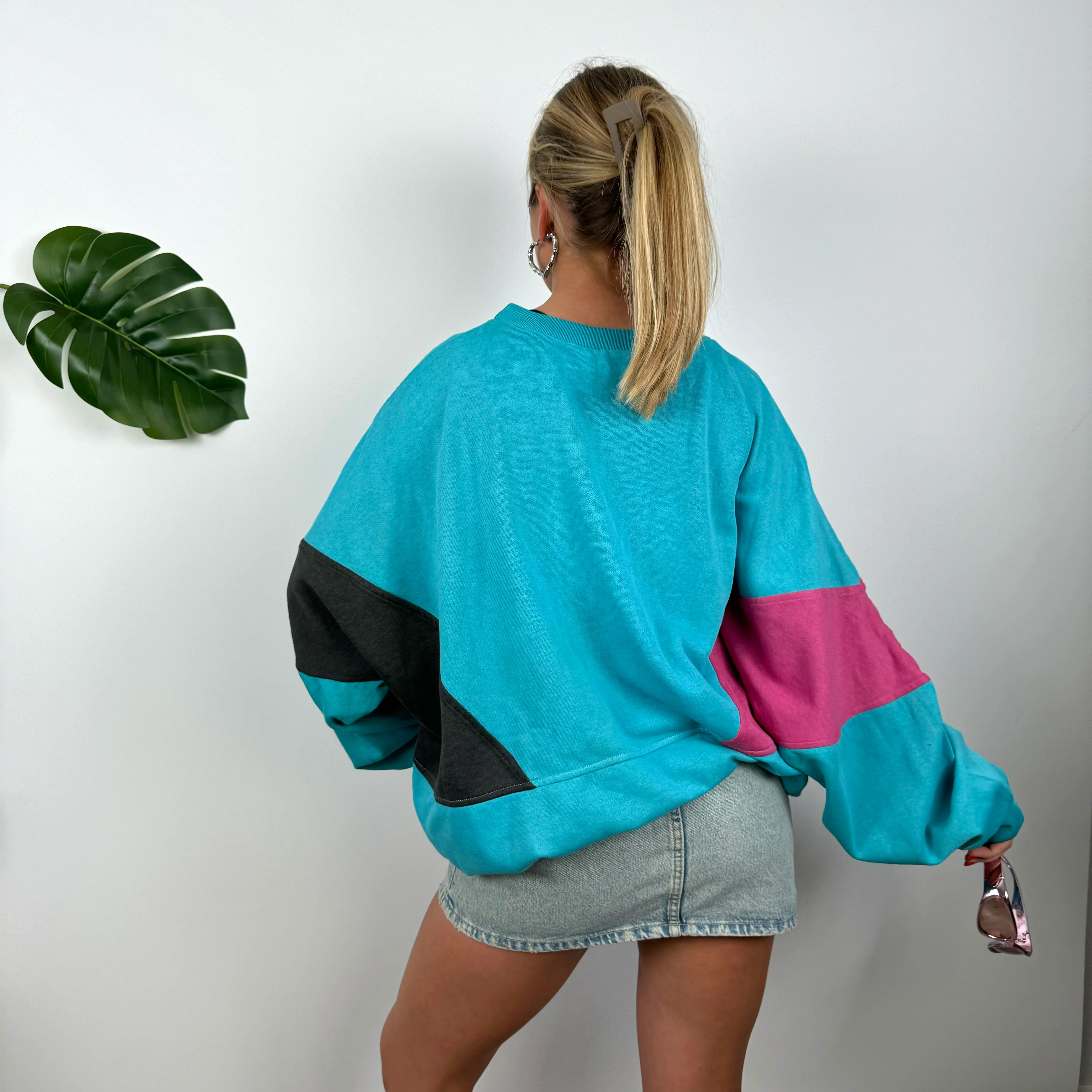 Adidas RARE Turquoise Colour Block Spell Out Sweatshirt (L) - Image 6
