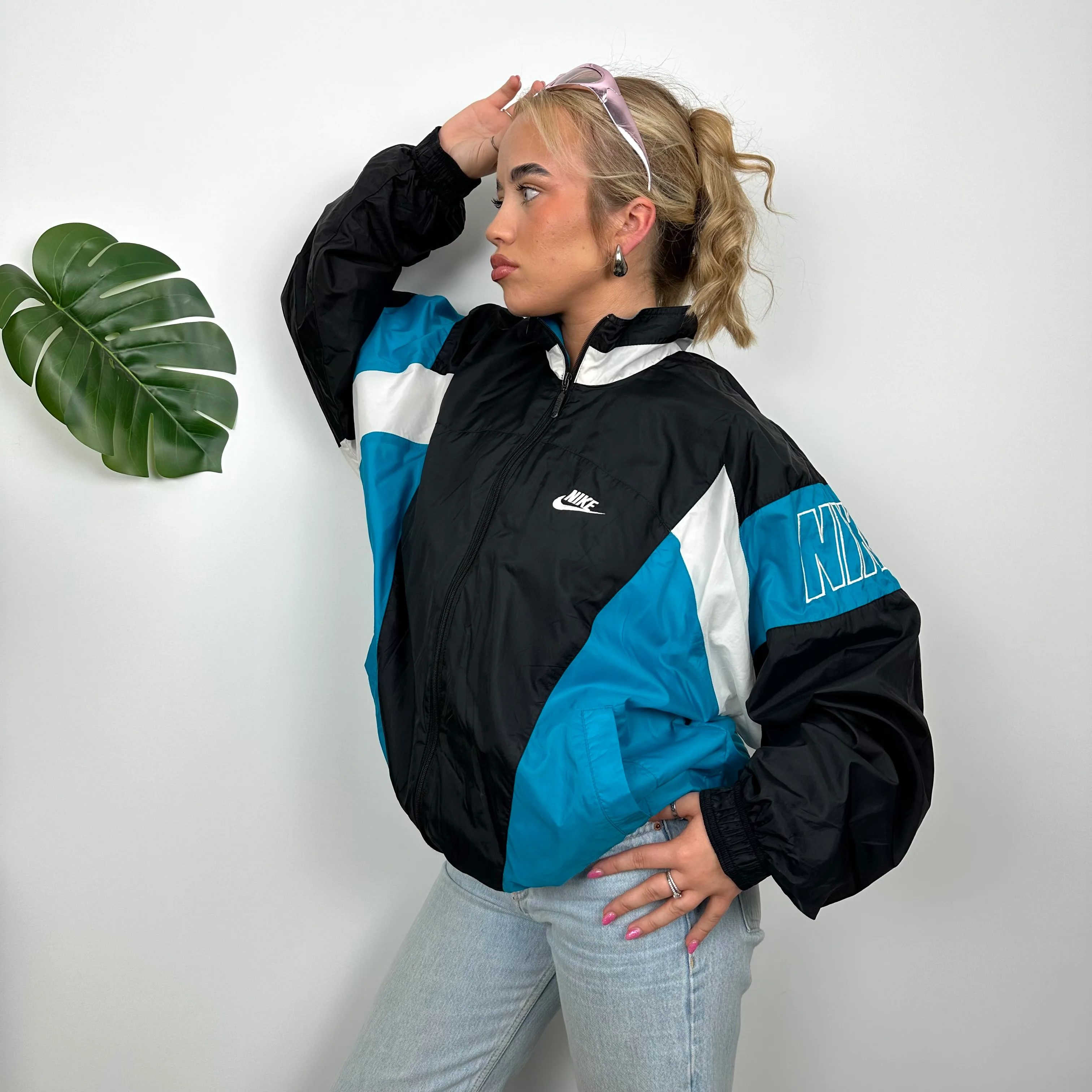 Nike Colour Block Embroidered Spell Out Windbreaker Jacket (M) - Image 2