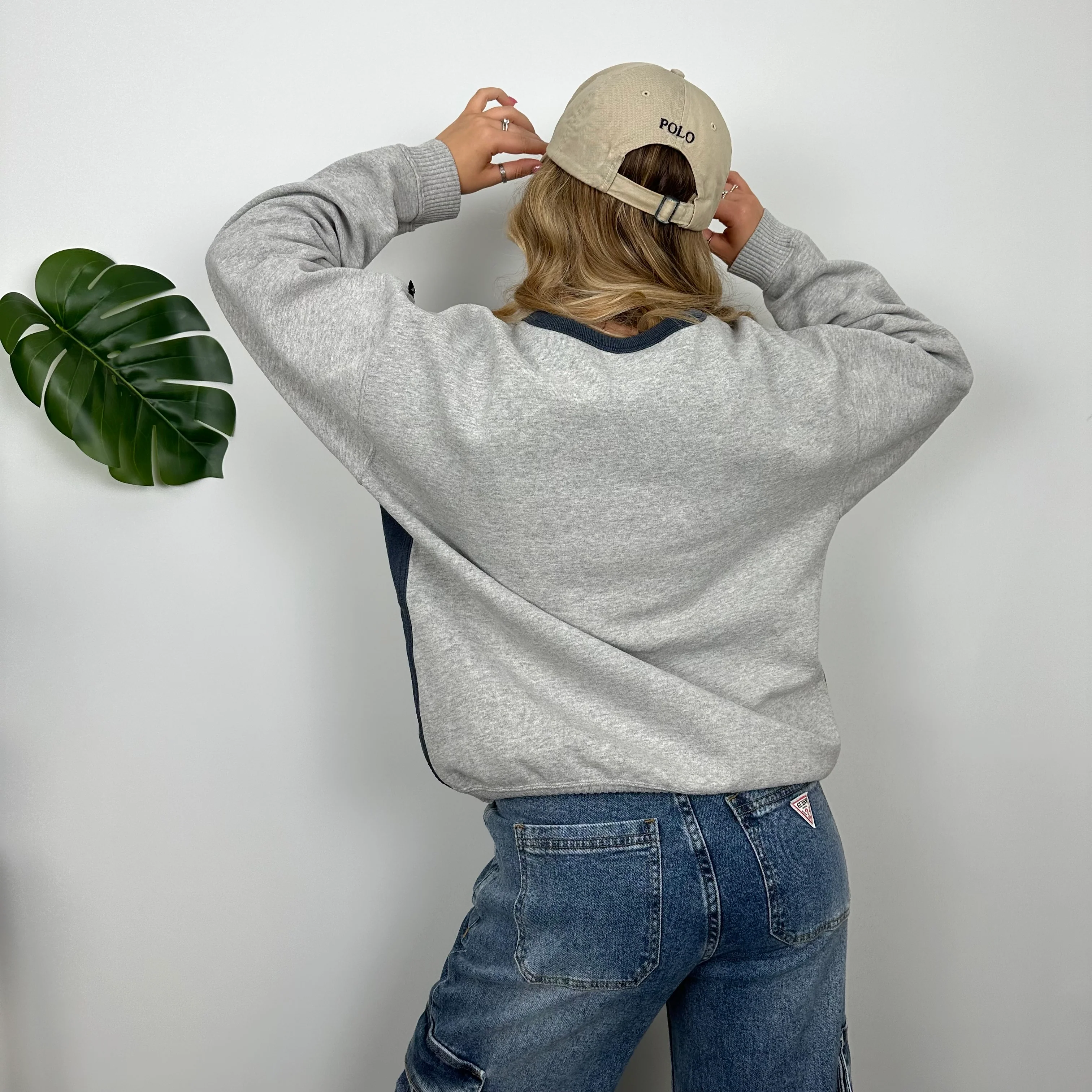 Reebok Grey Embroidered Spell Out Sweatshirt (S) - Image 5