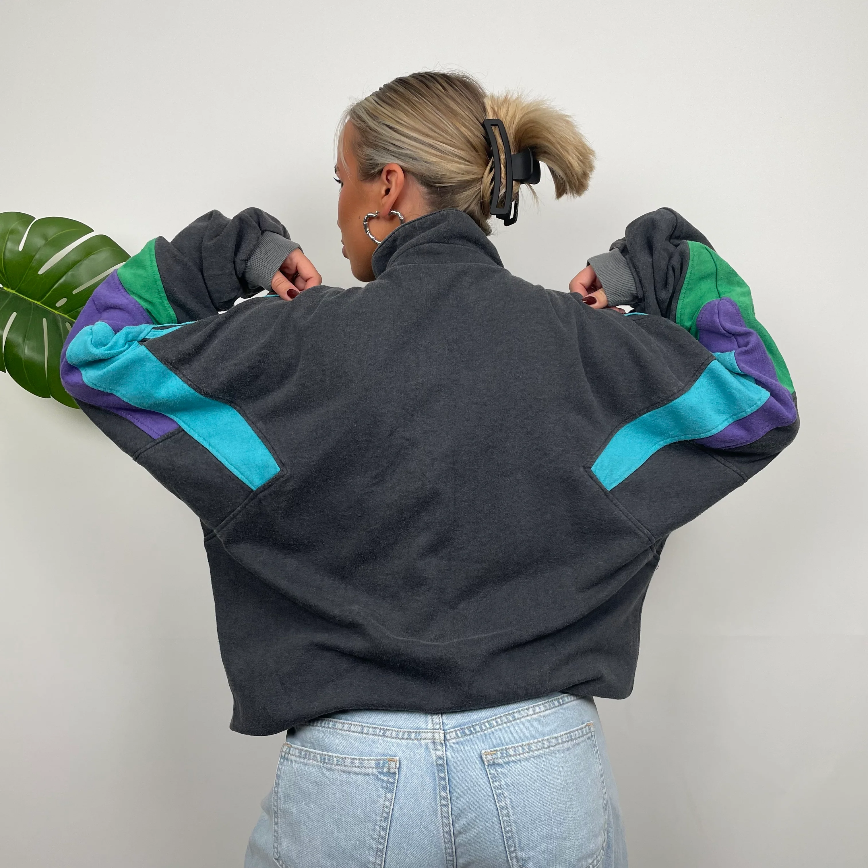 Adidas Grey Colour Block Sweatshirt Style Zip Up Jacket (L) - Image 10