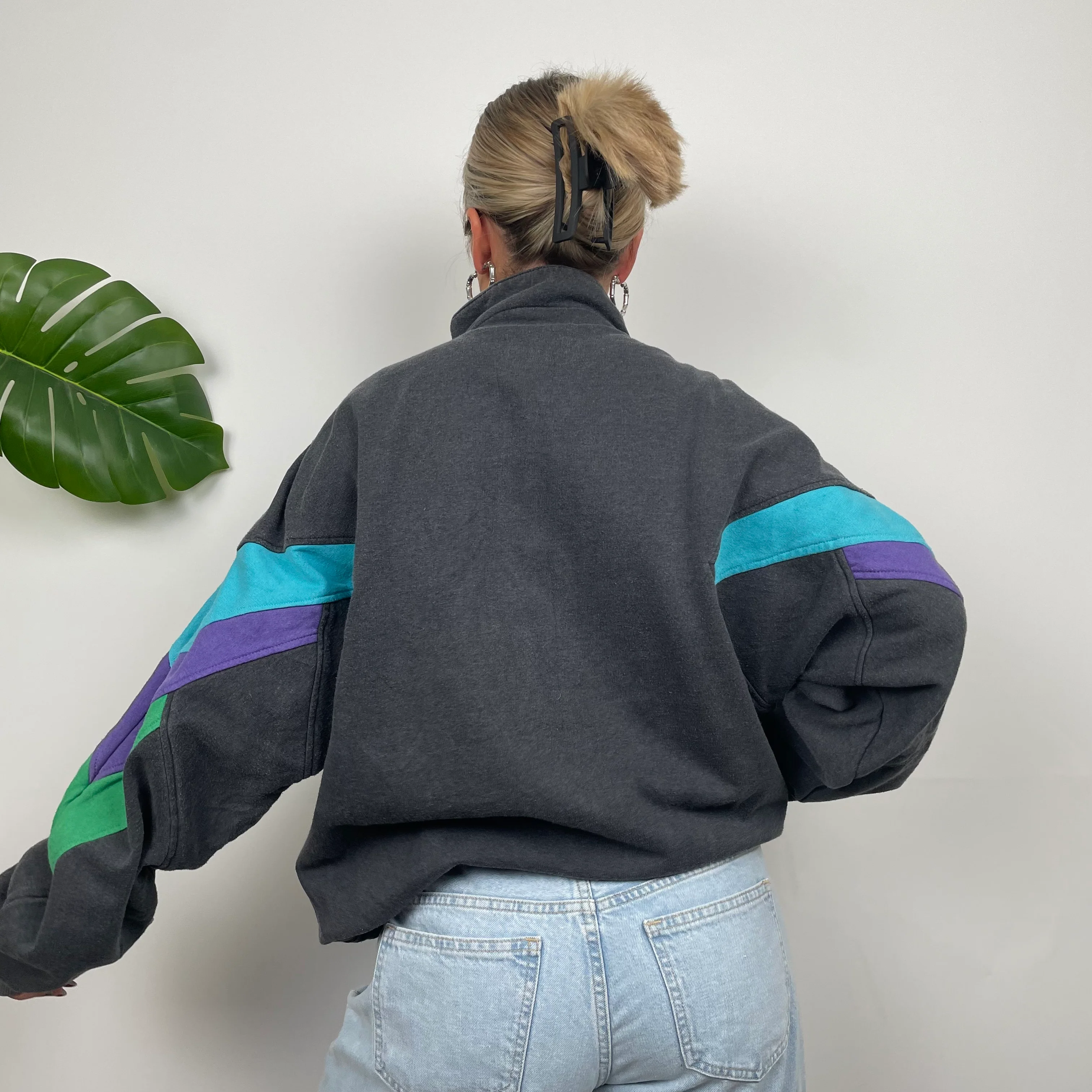 Adidas Grey Colour Block Sweatshirt Style Zip Up Jacket (L) - Image 6