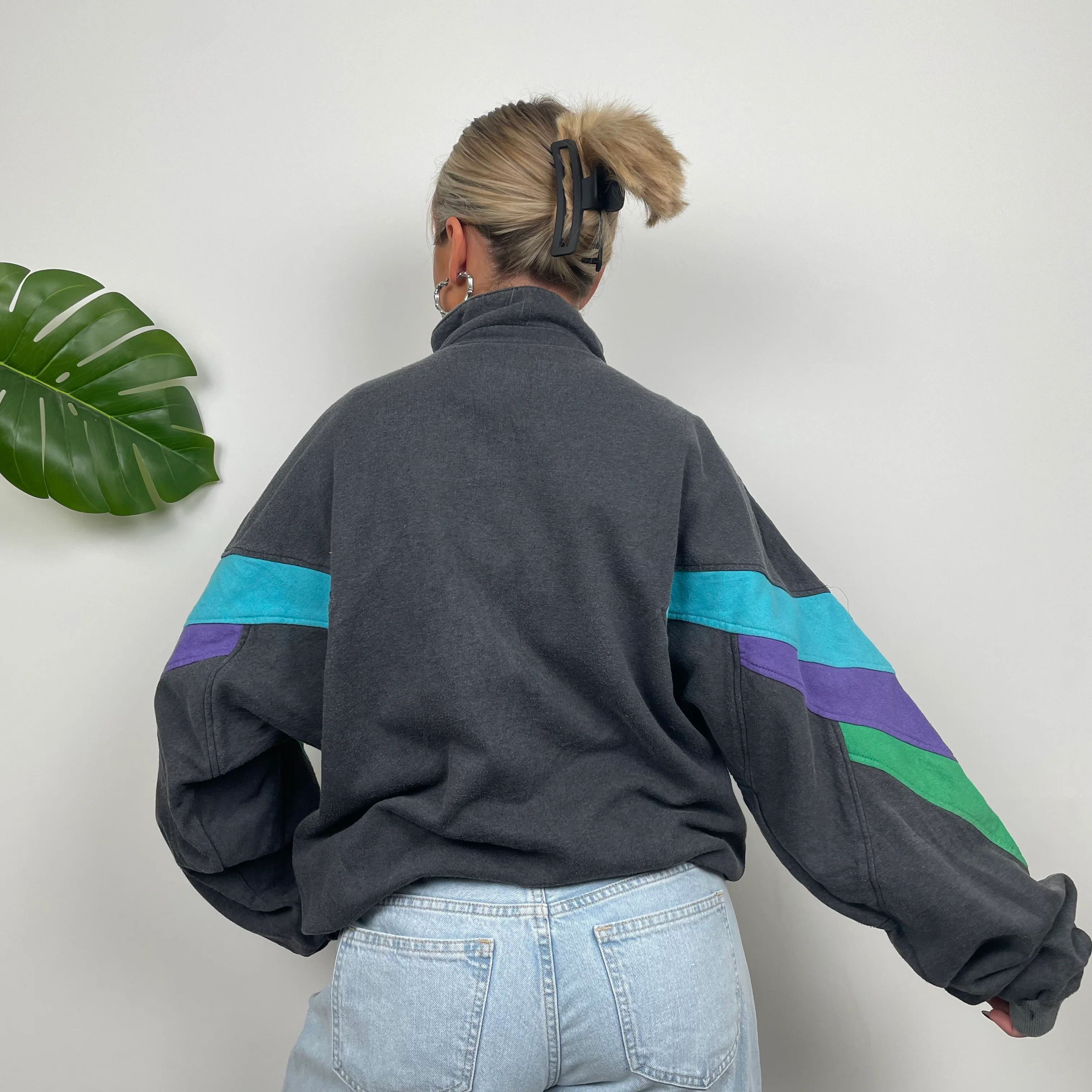 Adidas Grey Colour Block Sweatshirt Style Zip Up Jacket (L) - Image 8