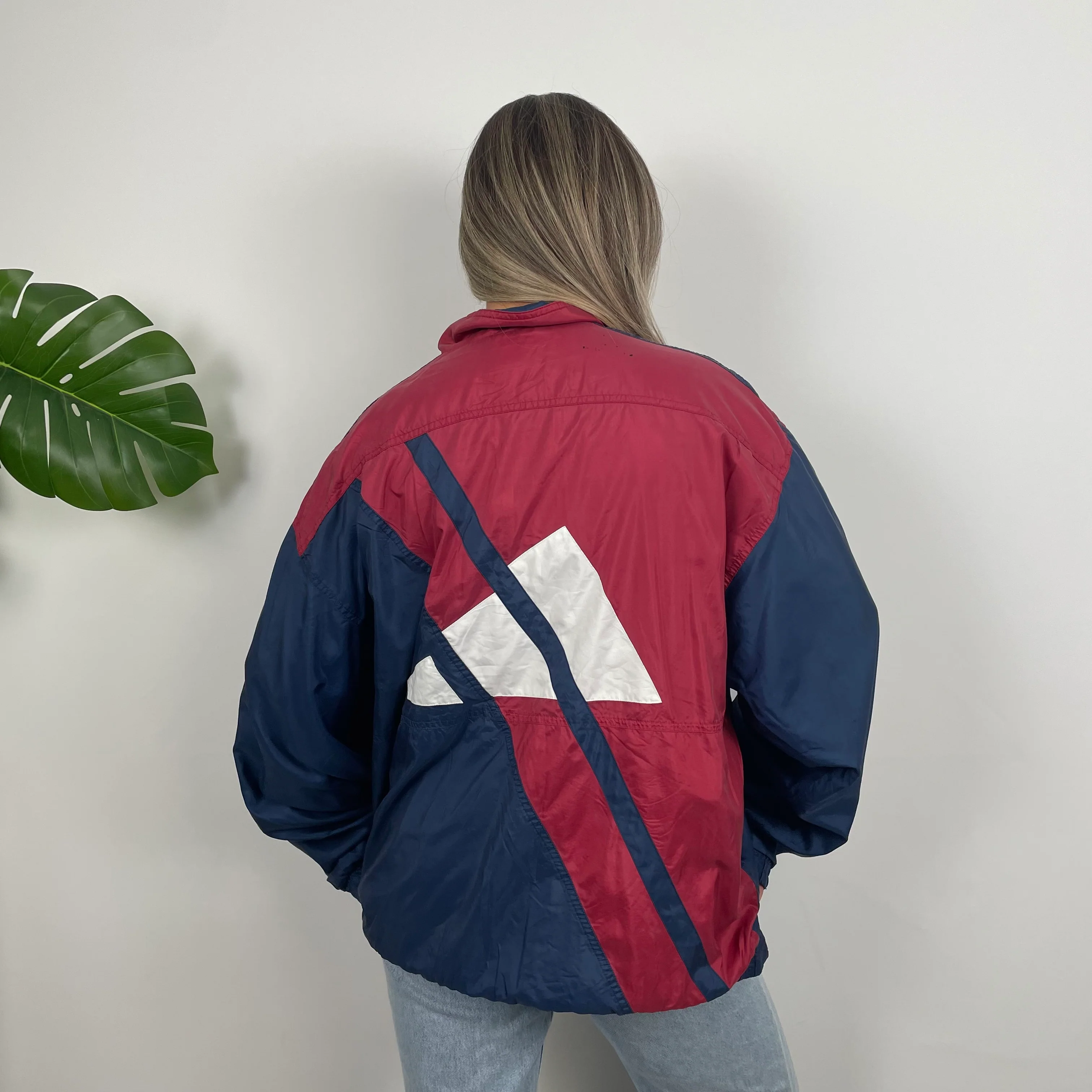 Adidas Navy & Red Colour Block Embroidered Spell Out Windbreaker Jacket (XL) - Image 7