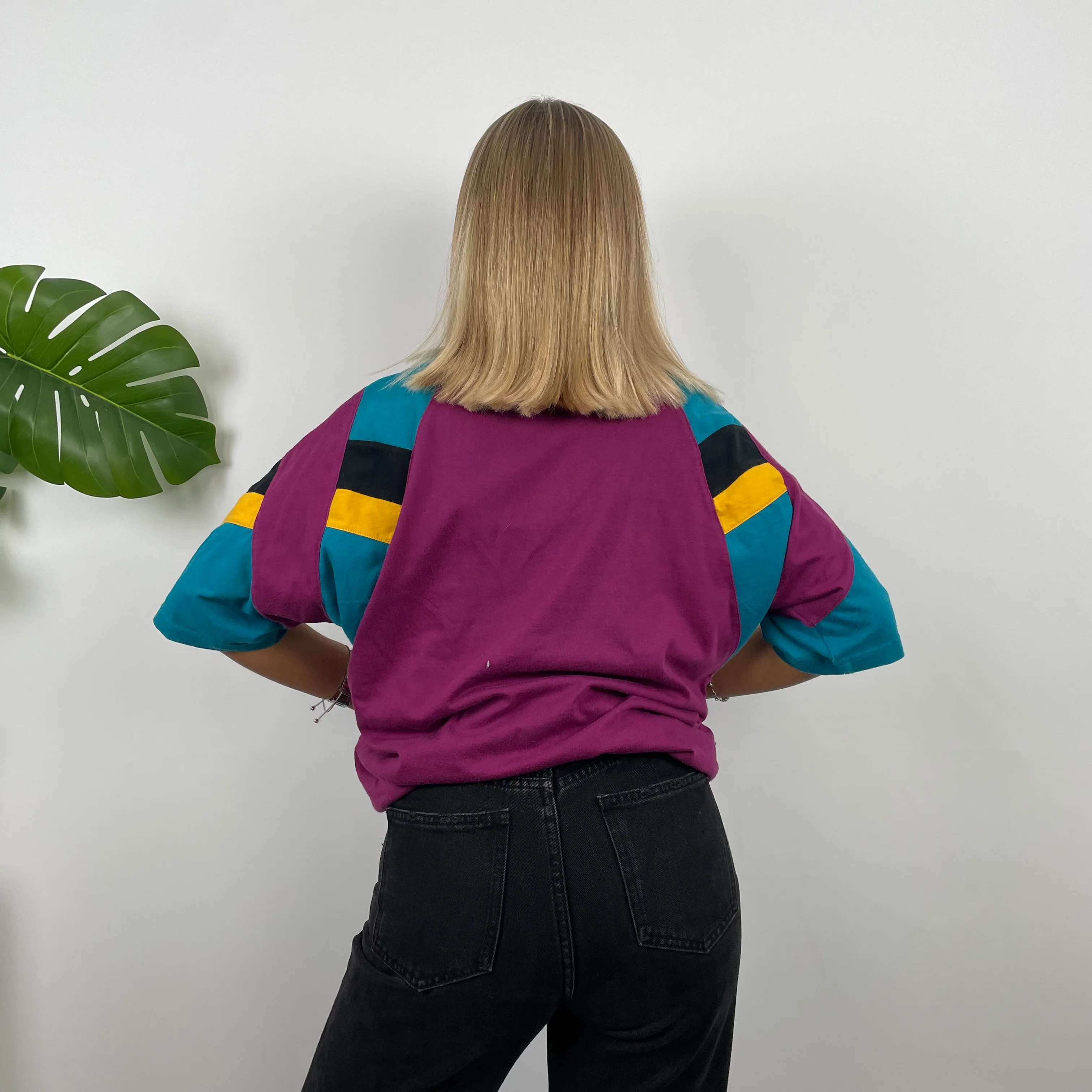 Adidas Embroidered Spell Out Colour Block T Shirt (M) - Image 8