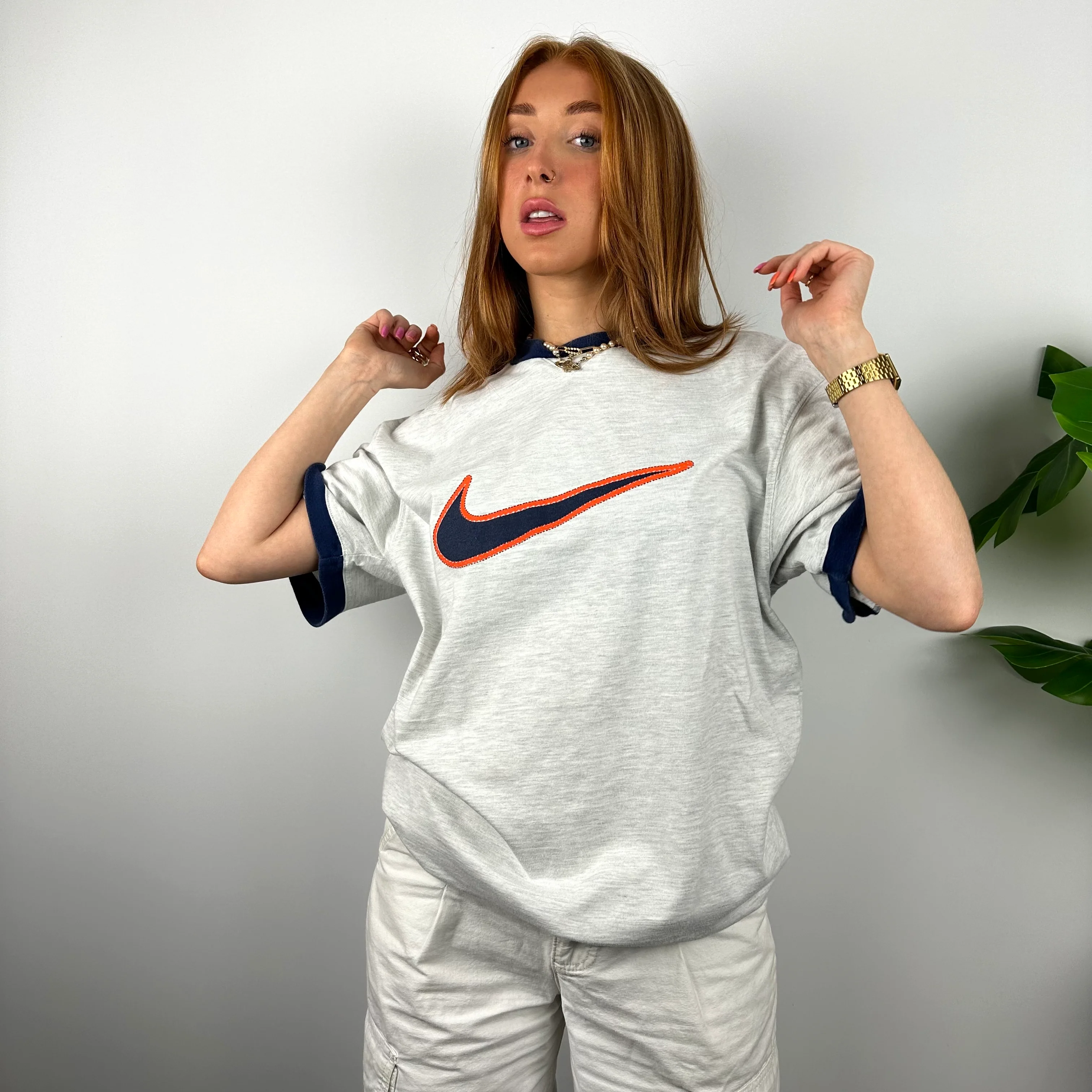 Nike RARE Grey Swoosh T Shirt (M) - Image 2