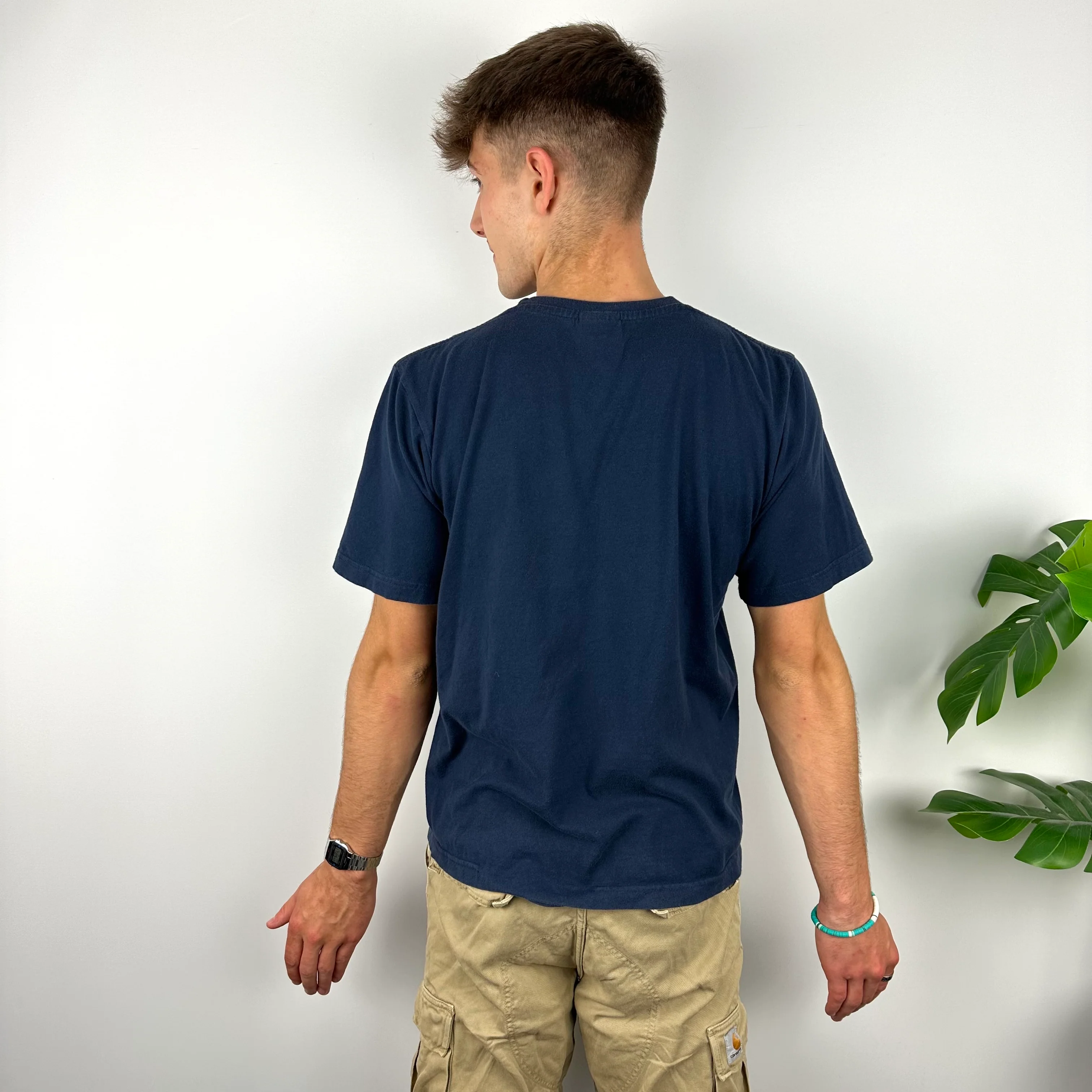 Nike Athletic RARE Navy Embroidered Spell Out T Shirt (M) - Image 8