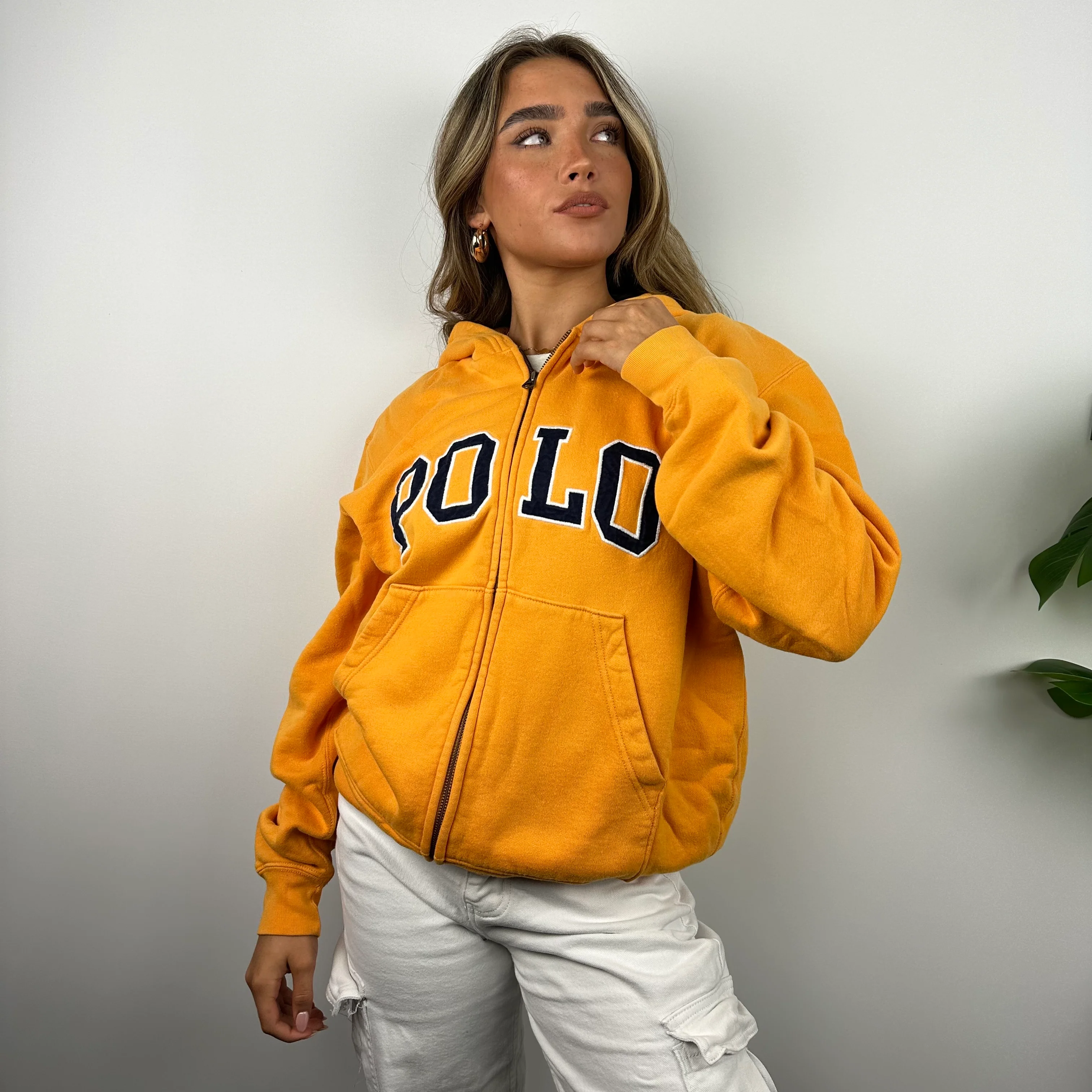 Polo Ralph Lauren Orange Embroidered Spell Out Zip Up Hoodie Jacket (M) - Image 6