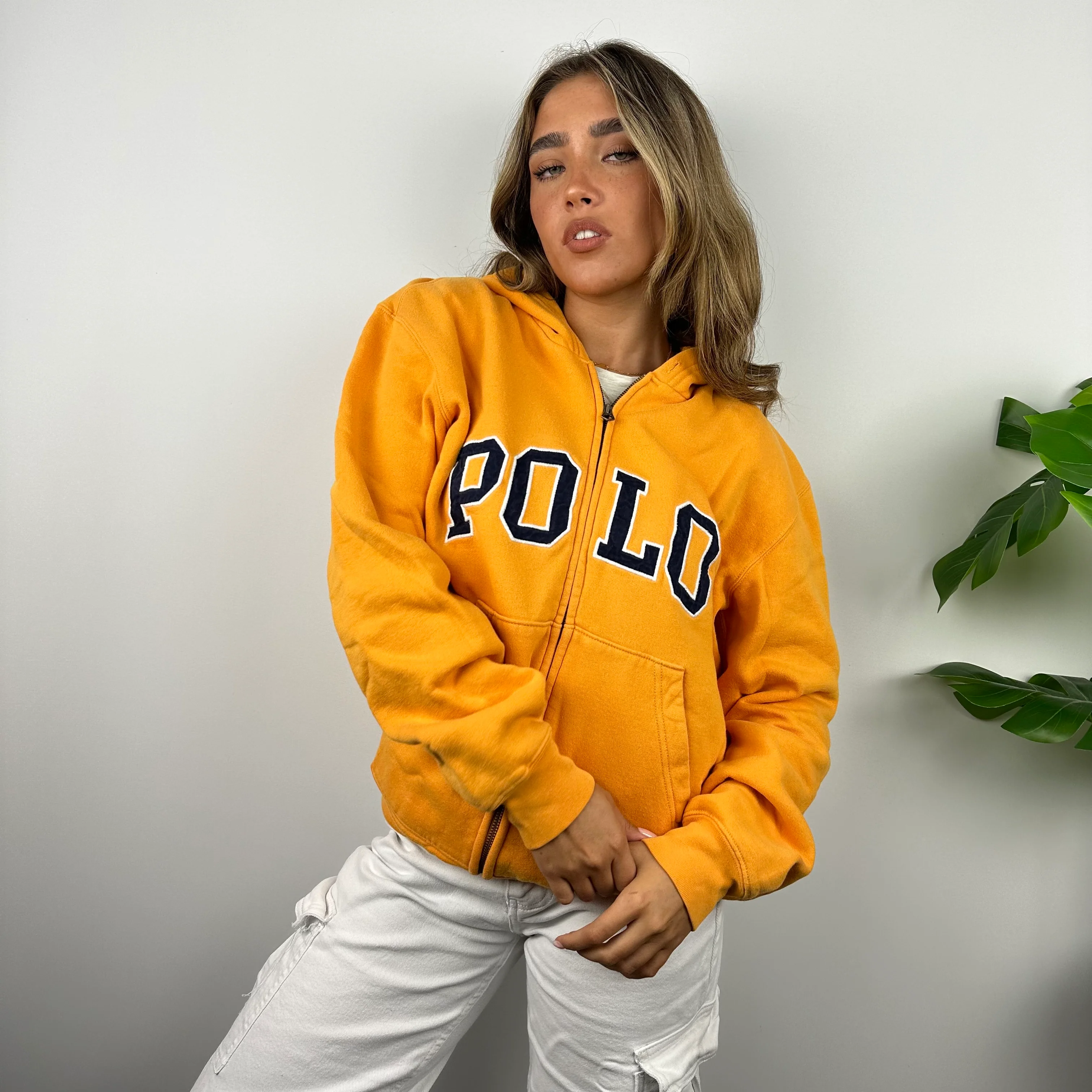 Polo Ralph Lauren Orange Embroidered Spell Out Zip Up Hoodie Jacket (M) - Image 7
