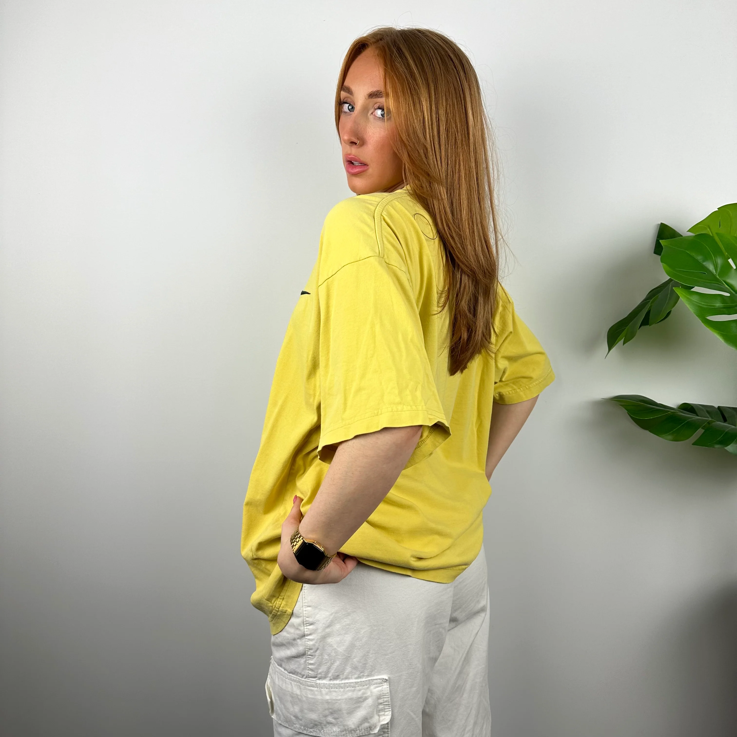 Nike RARE Yellow Embroidered Swoosh T Shirt (XL) - Image 5