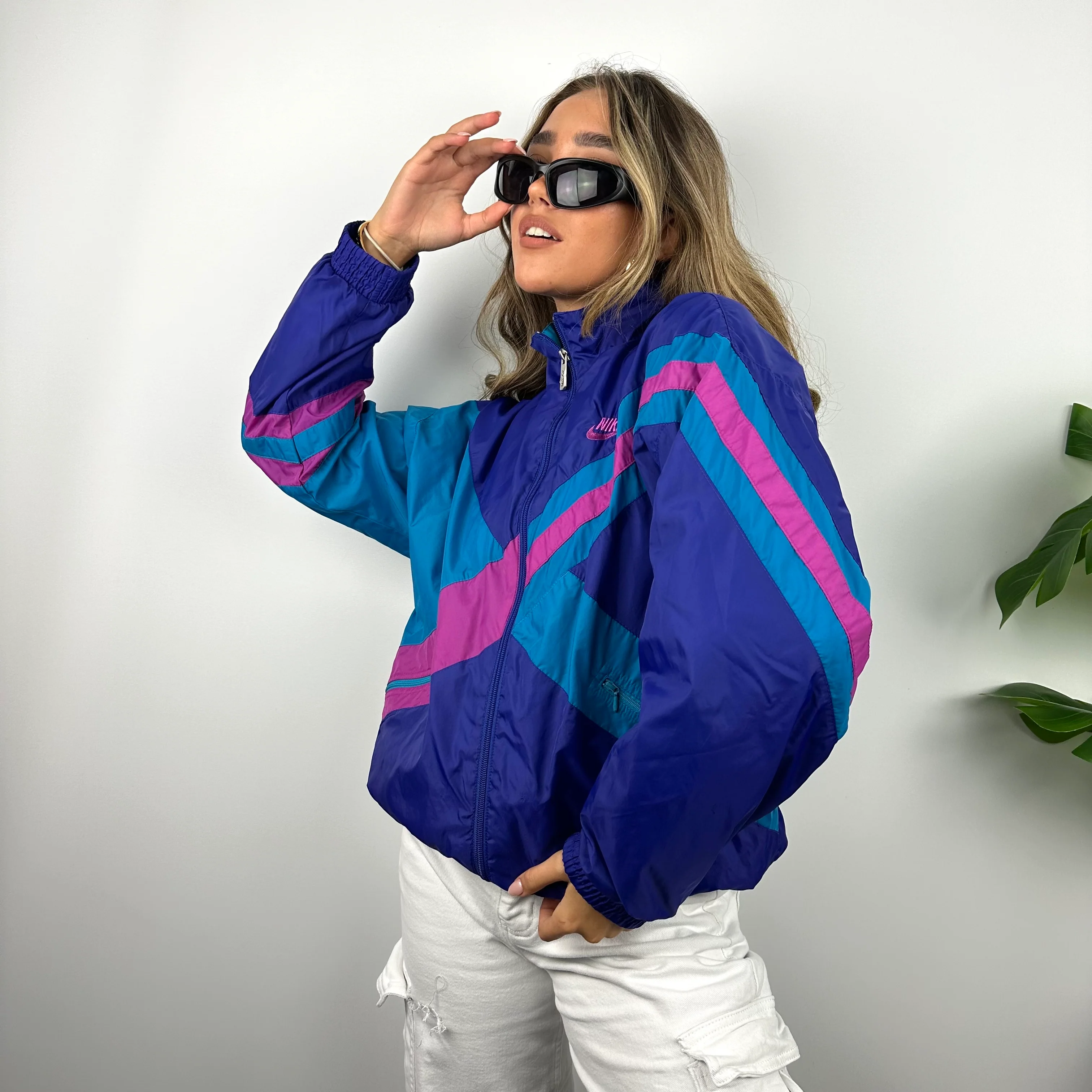 Nike RARE Colour Block Embroidered Spell Out Windbreaker Jacket (S) - Image 3