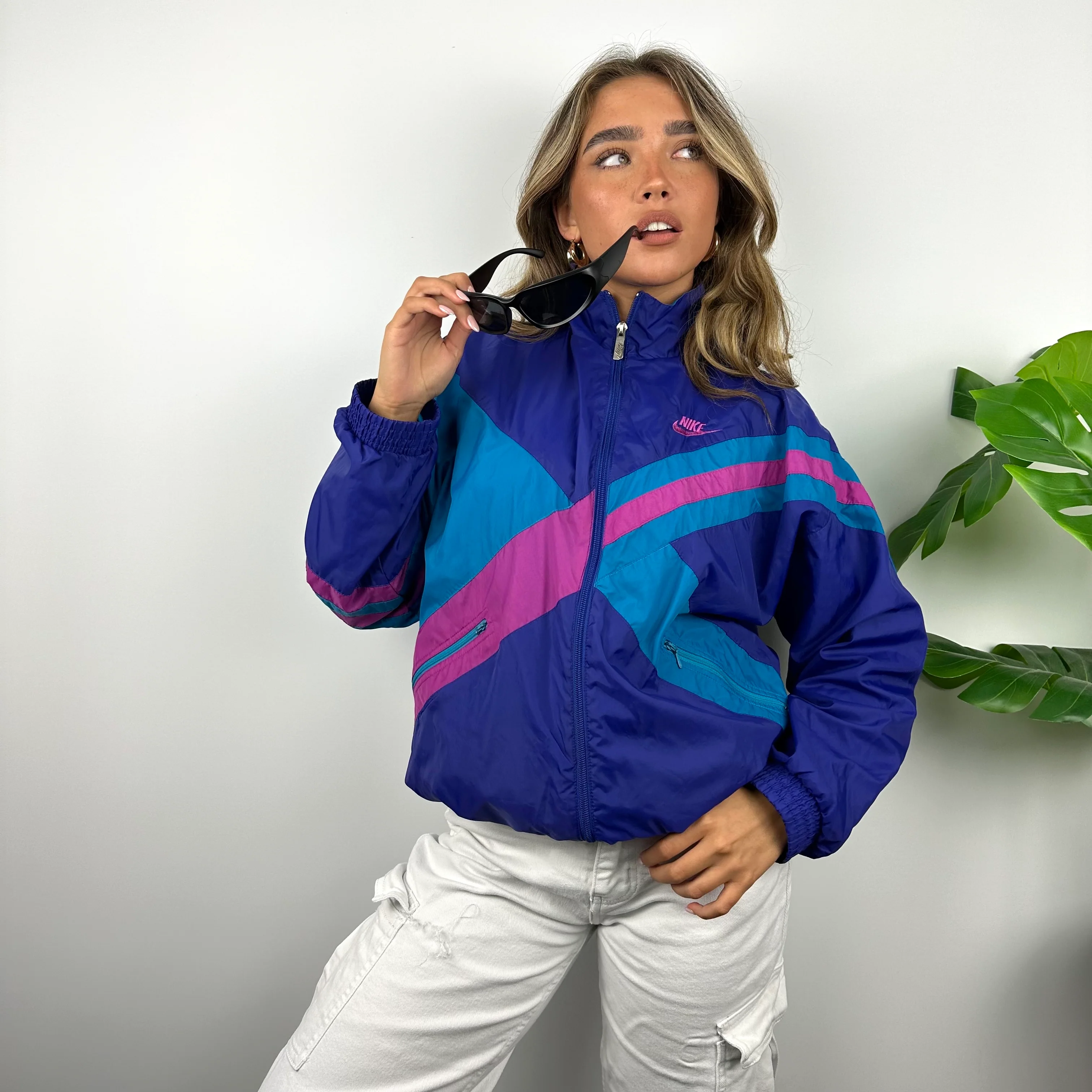Nike RARE Colour Block Embroidered Spell Out Windbreaker Jacket (S) - Image 6