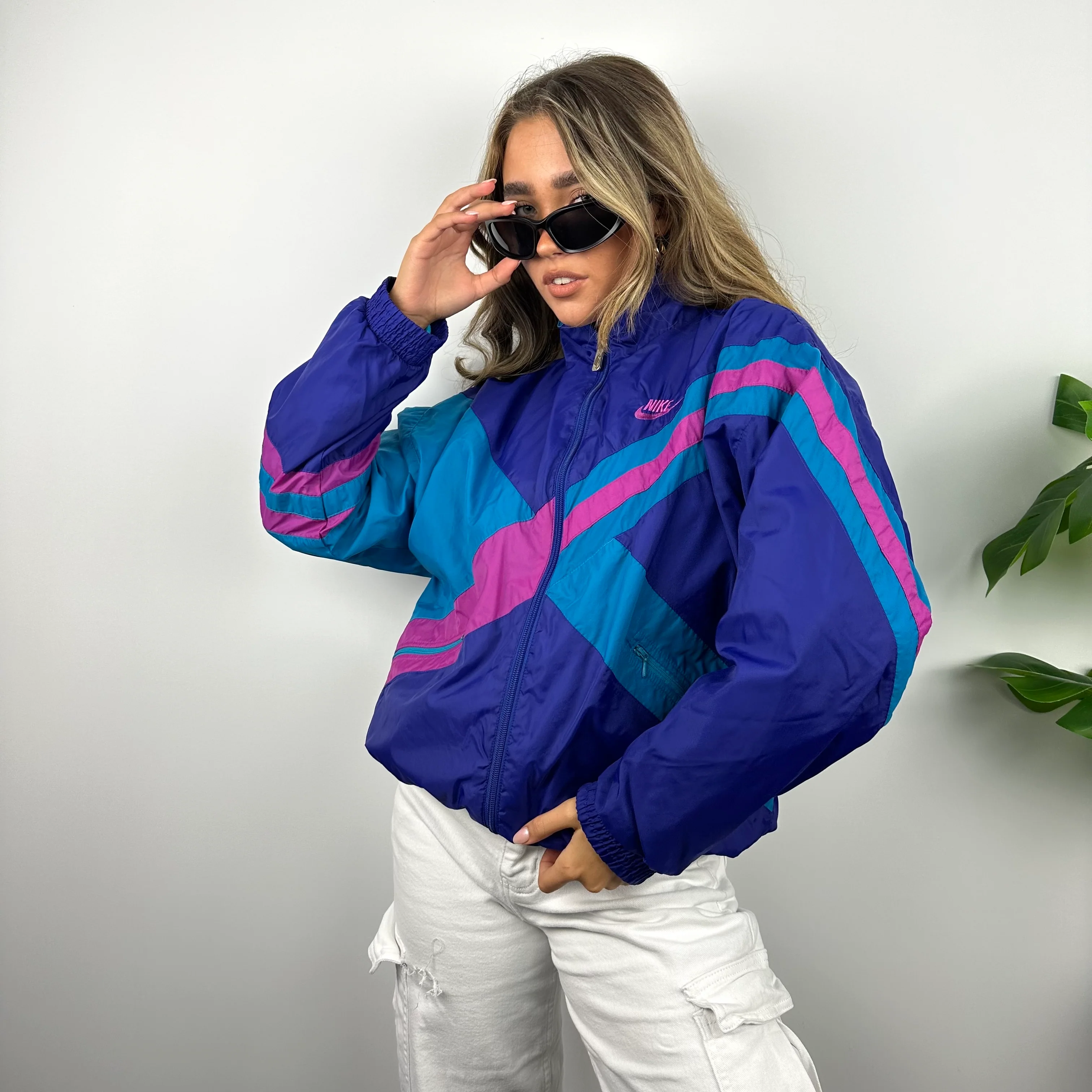 Nike RARE Colour Block Embroidered Spell Out Windbreaker Jacket (S) - Image 7