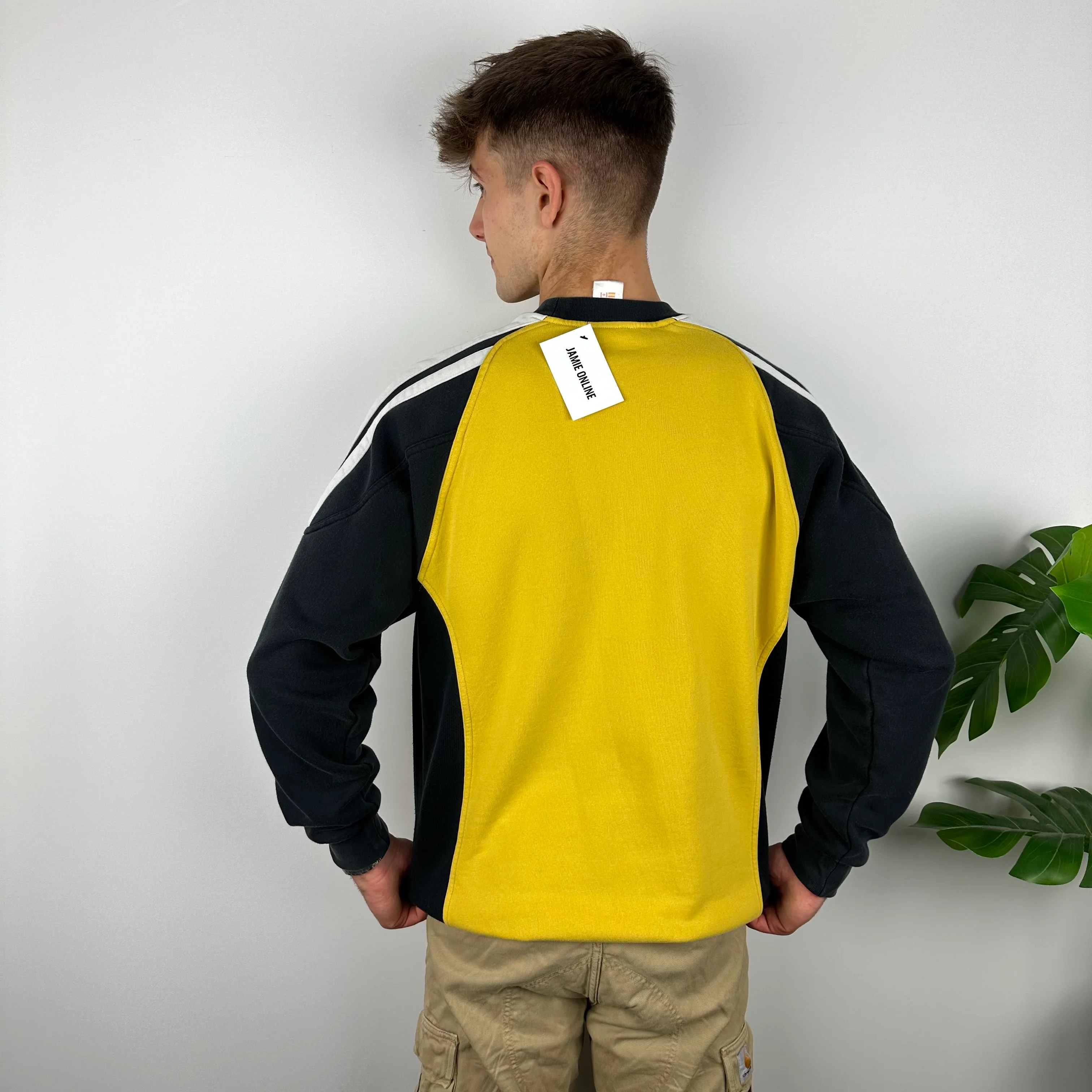 Adidas RARE Yellow Embroidered Spell Out Sweatshirt (L) - Image 3
