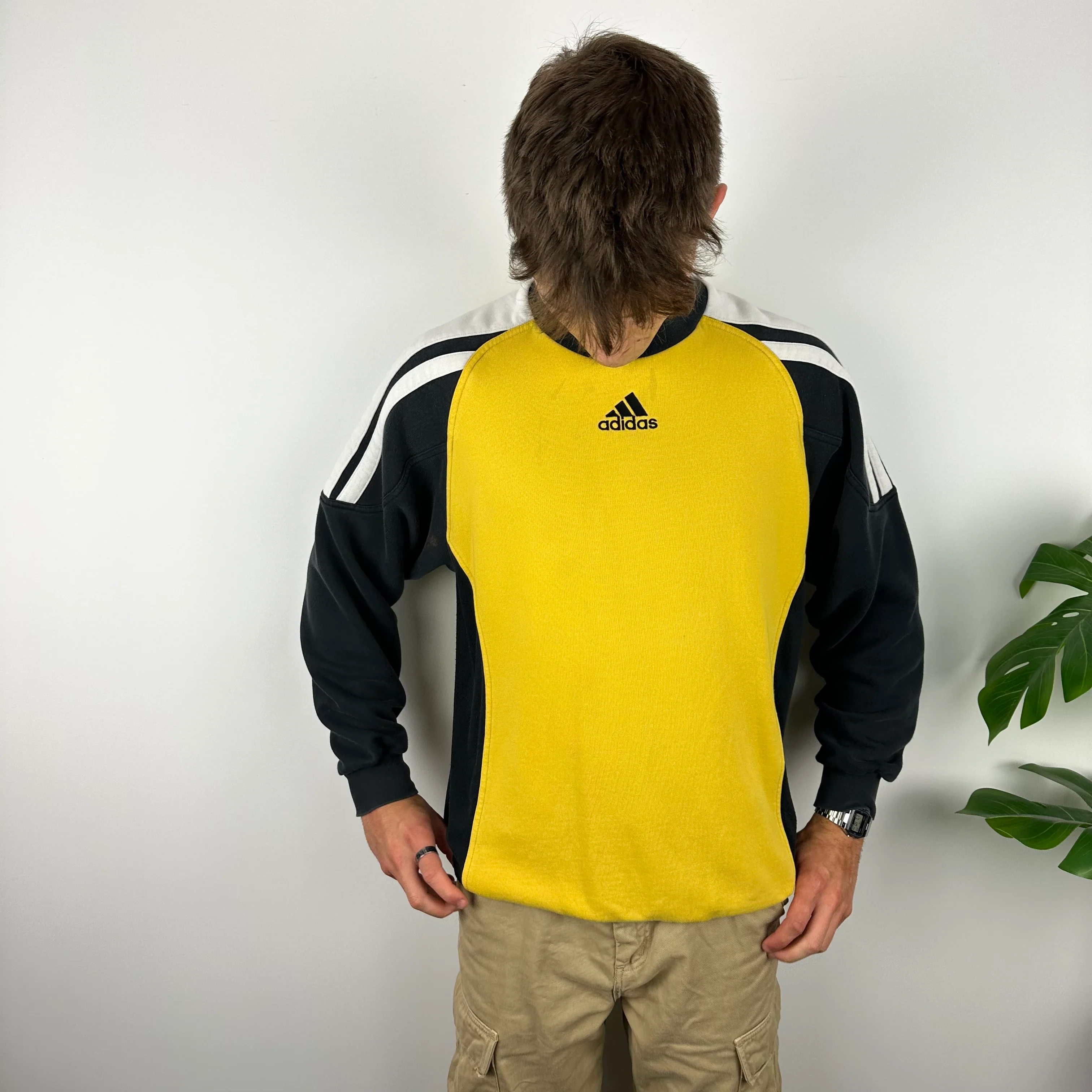 Adidas RARE Yellow Embroidered Spell Out Sweatshirt (L) - Image 5