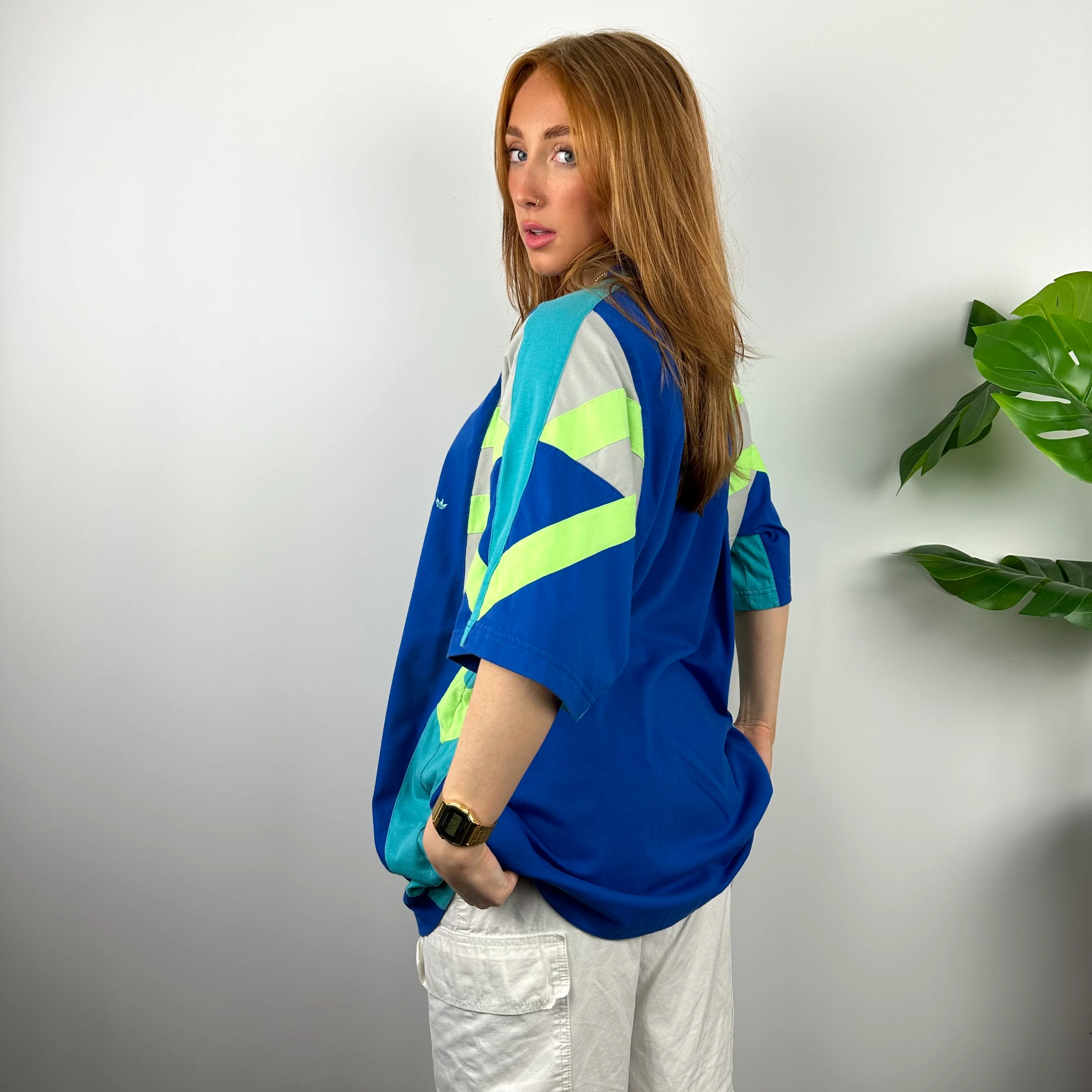 Adidas RARE Blue Embroidered Spell Out T Shirt (L) - Image 3