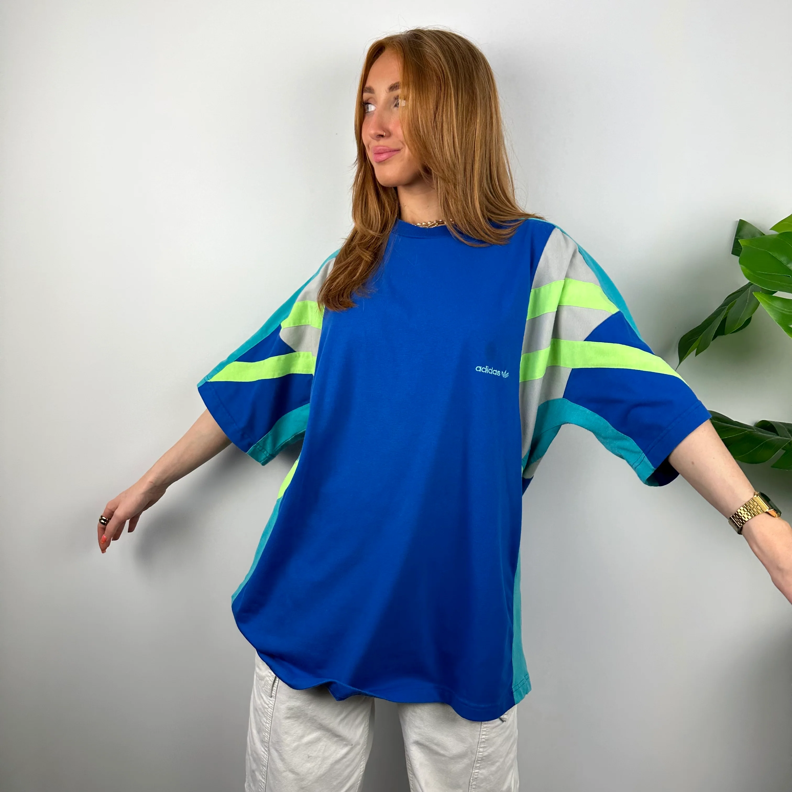 Adidas RARE Blue Embroidered Spell Out T Shirt (L) - Image 4