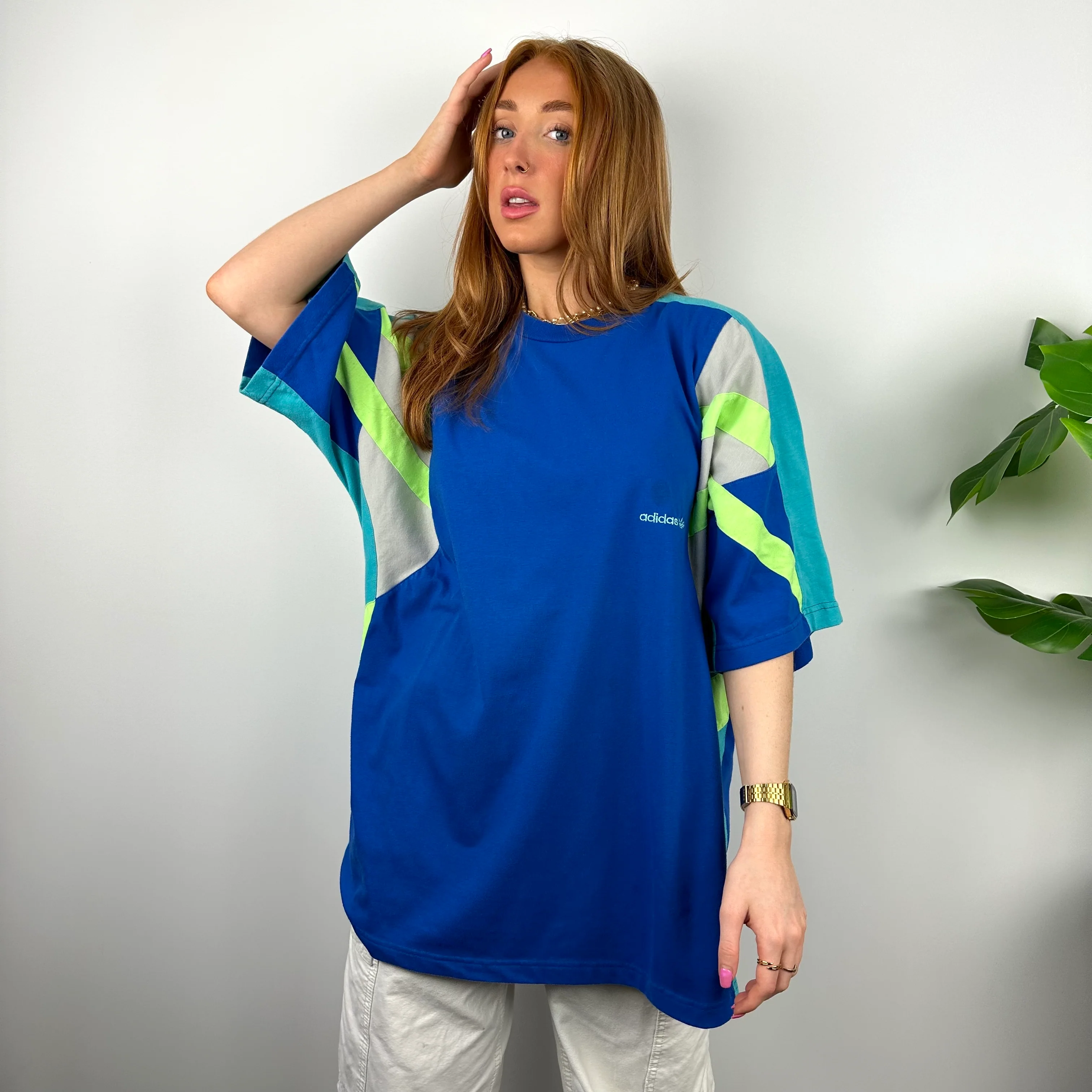 Adidas RARE Blue Embroidered Spell Out T Shirt (L) - Image 5