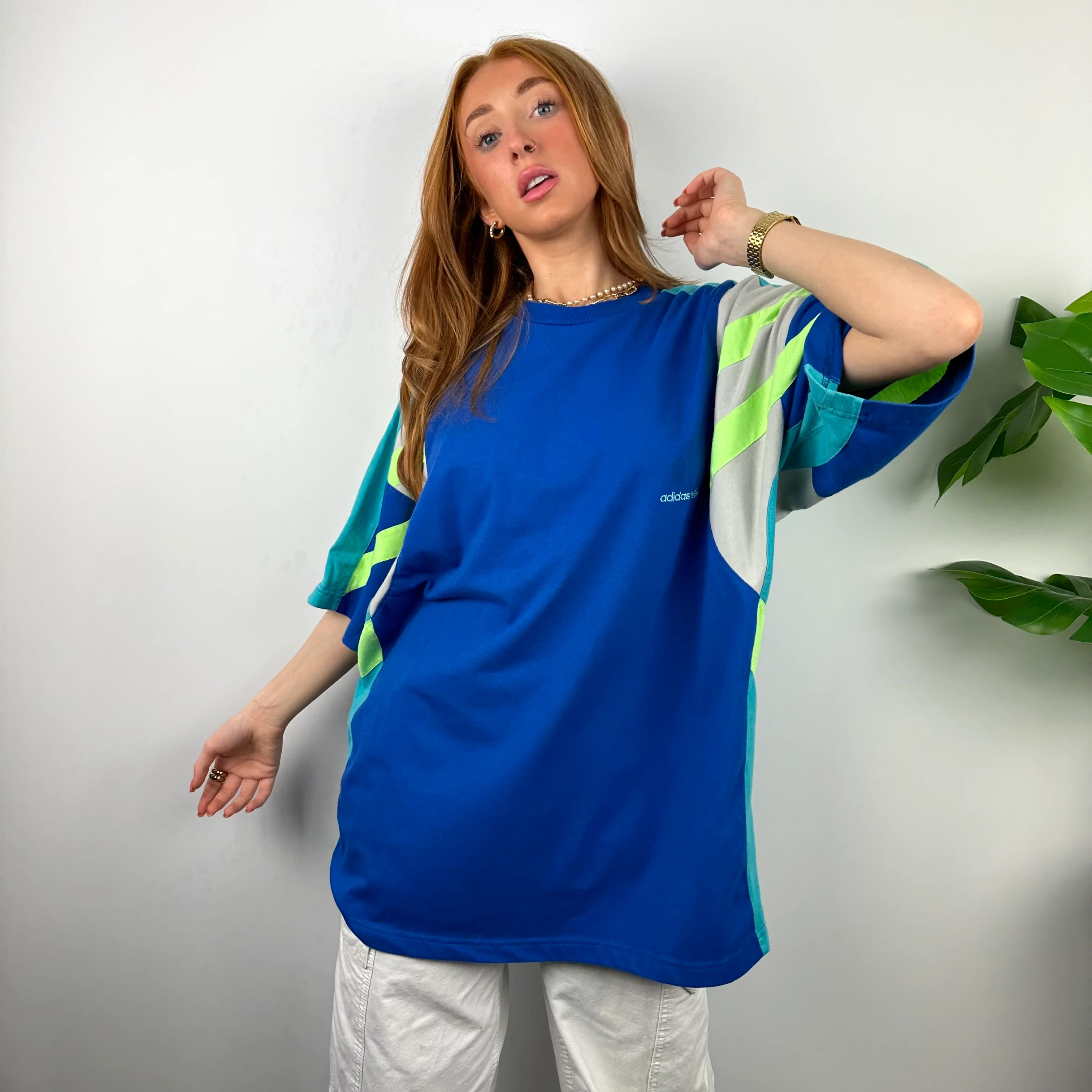 Adidas RARE Blue Embroidered Spell Out T Shirt (L) - Image 6