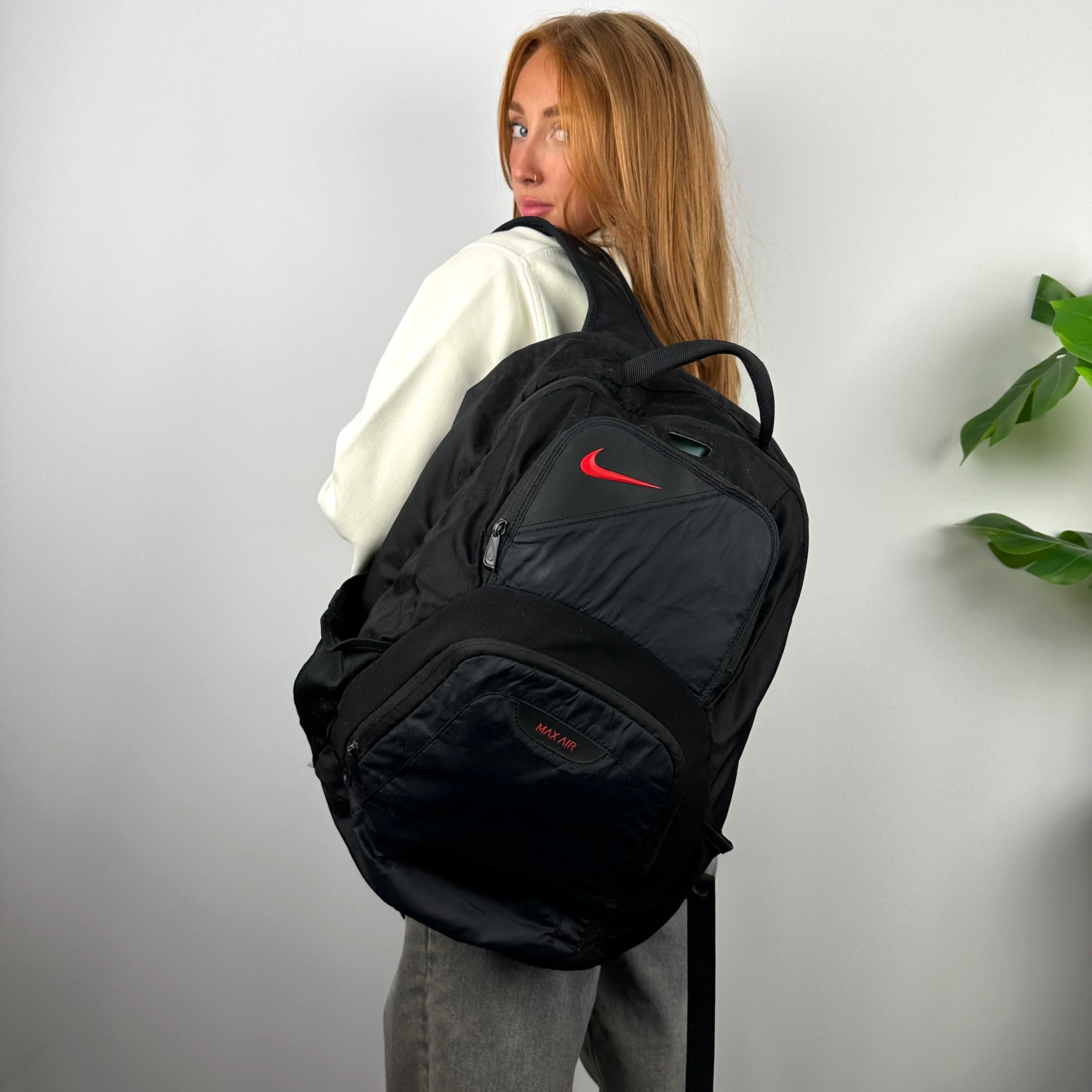 Nike Air Max RARE Black Embroidered Spell Out Backpack - Image 3