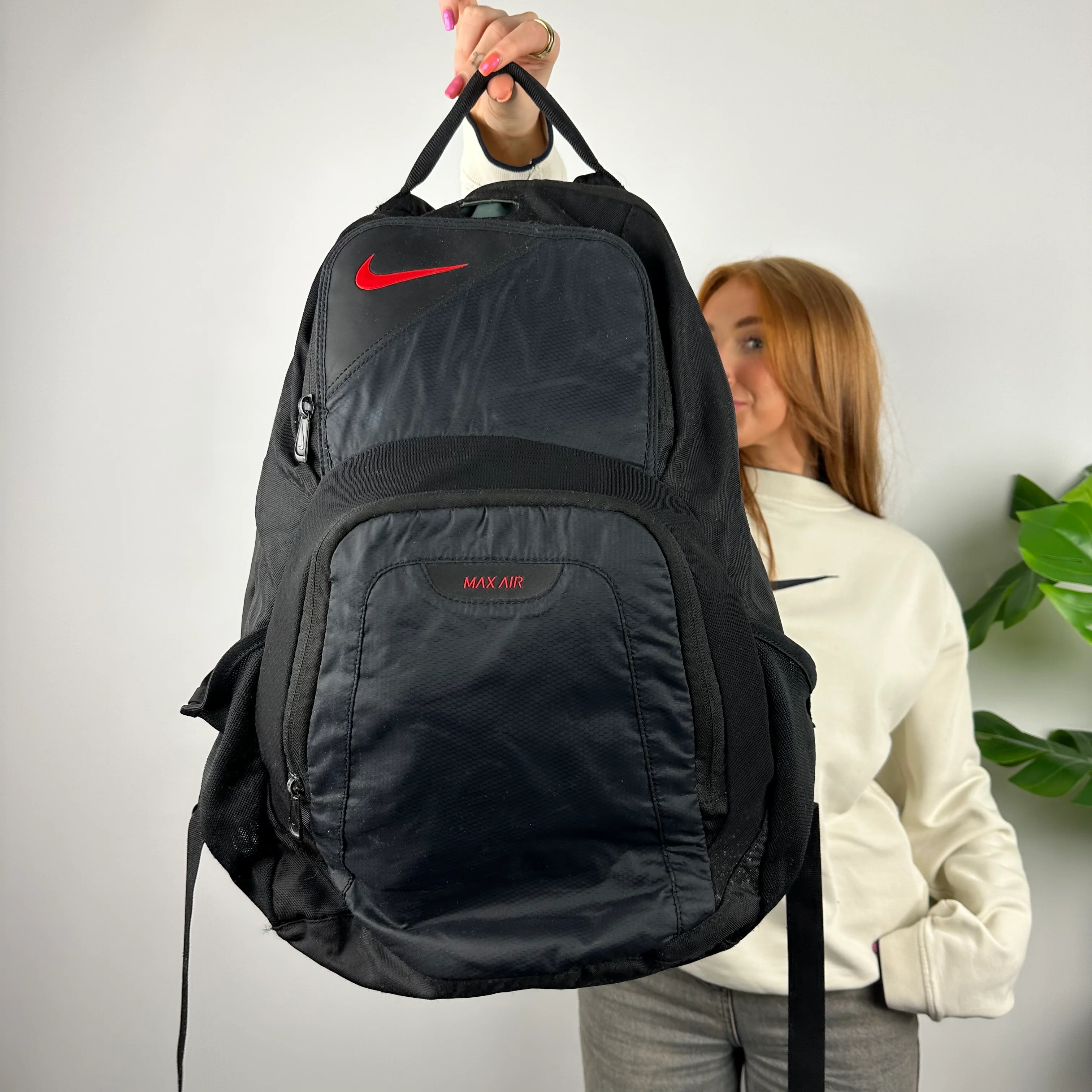 Nike Air Max RARE Black Embroidered Spell Out Backpack - Image 4