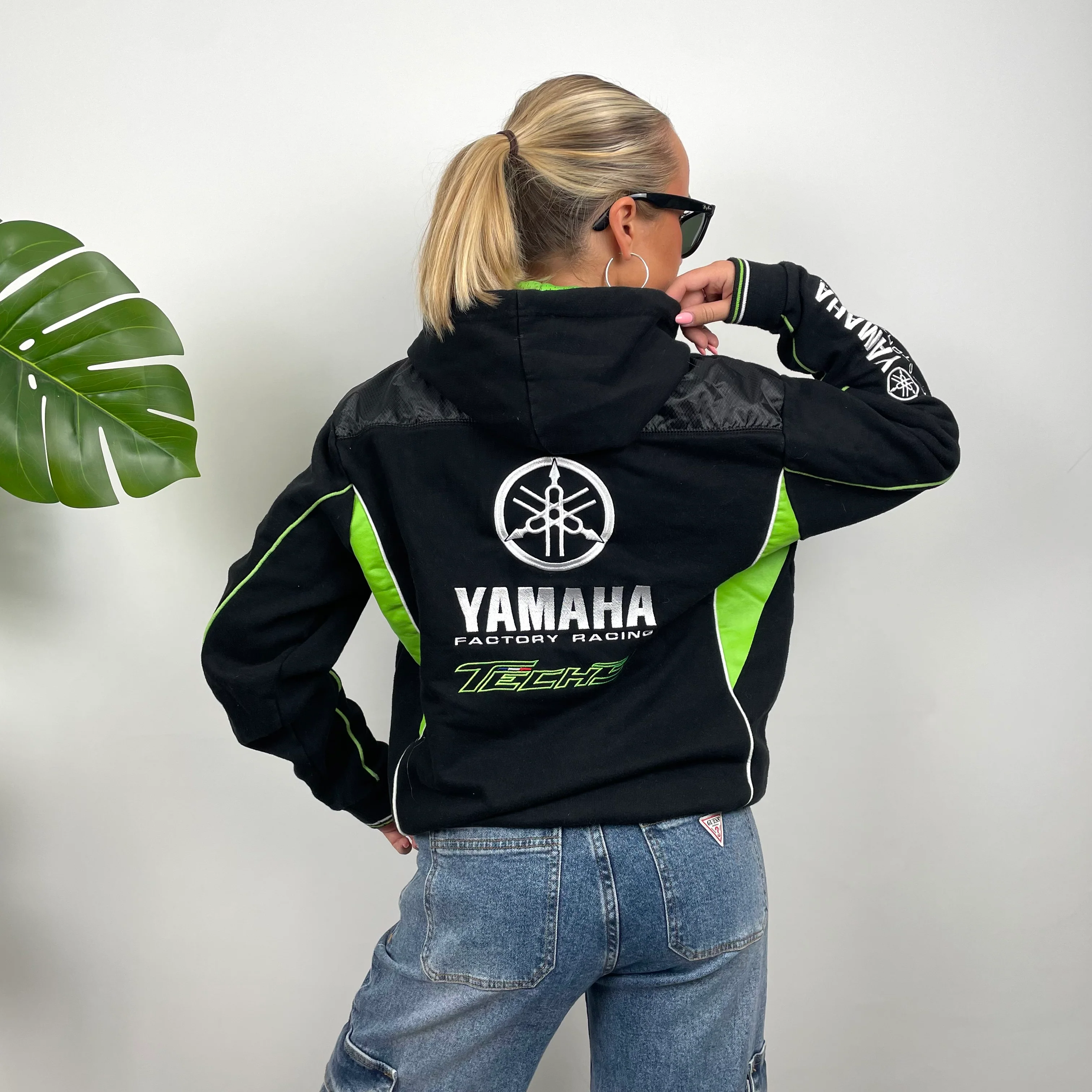 Yamaha Racing Team Black Embroidered Spell Out Zip Up Hoodie Jacket (M) - Image 6