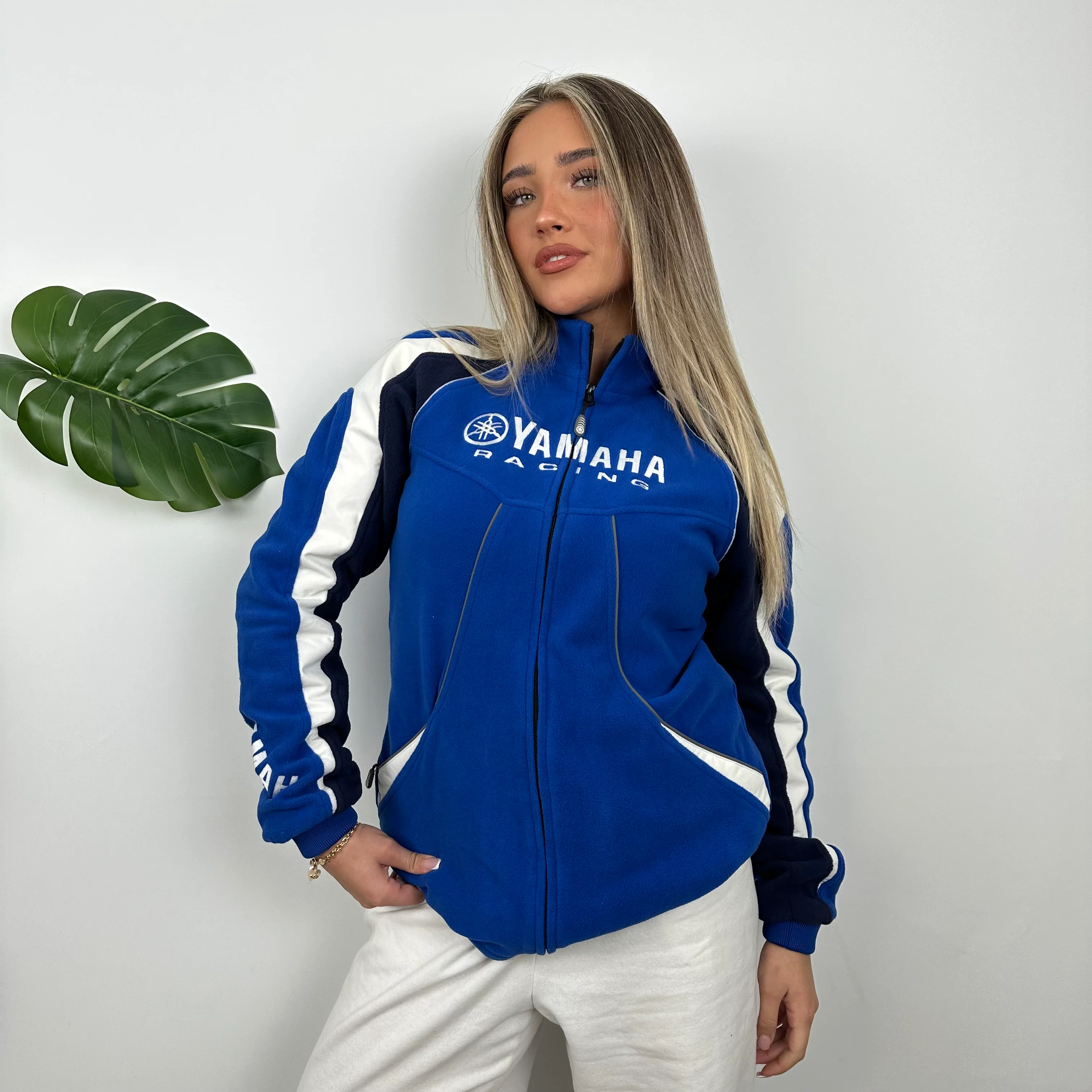 Yamaha Racing Team Blue Embroidered Spell Out Zip Up Hoodie Jacket (M) - Image 6
