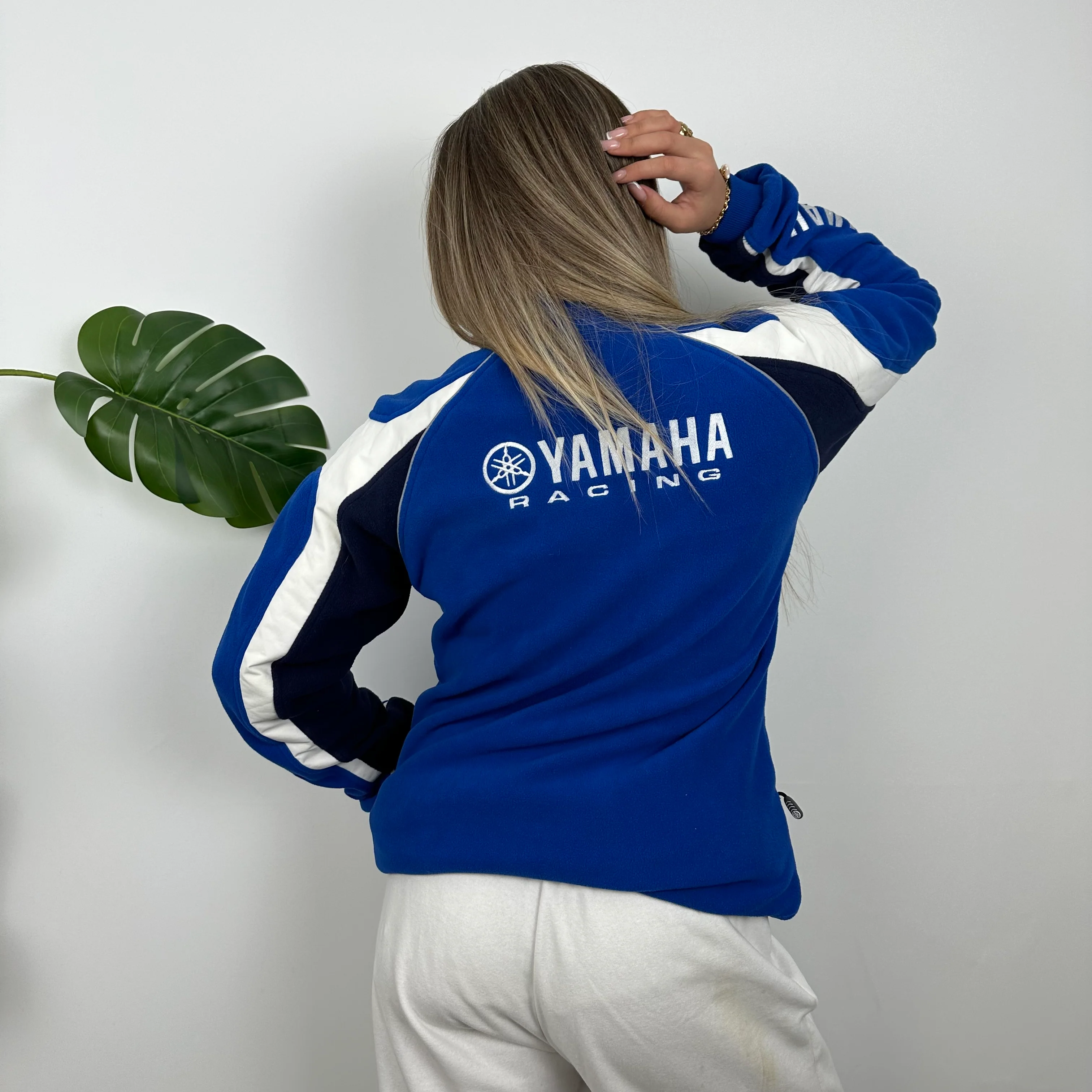 Yamaha Racing Team Blue Embroidered Spell Out Zip Up Hoodie Jacket (M) - Image 8